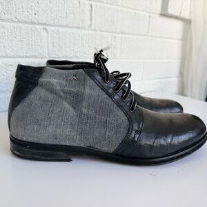 EMANUELA Linea Comfort Black with Distressed Denim Chukka Boots for Men
